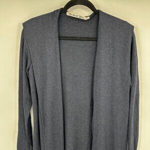 Michael Stars Draped‎ Hooded Cardigan Navy Blue Open Front